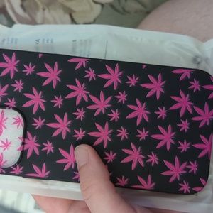 iPhone 13 pro max black and pink 420 pot leaf phone case
